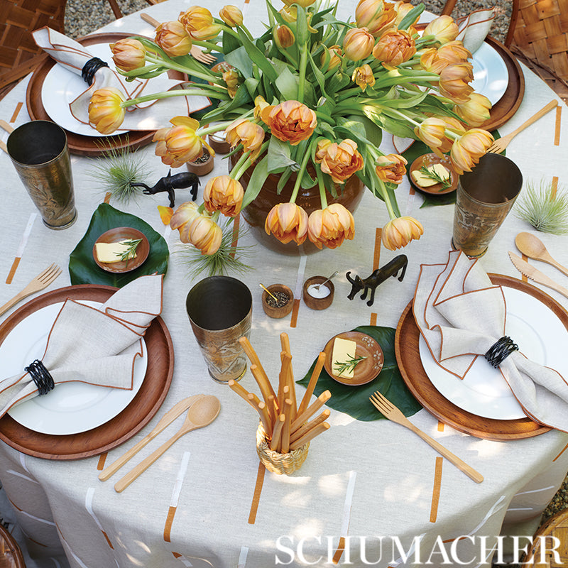 Schumacher 74030 OVERLAPPING DASHES in BROWN & WHITE Fabric