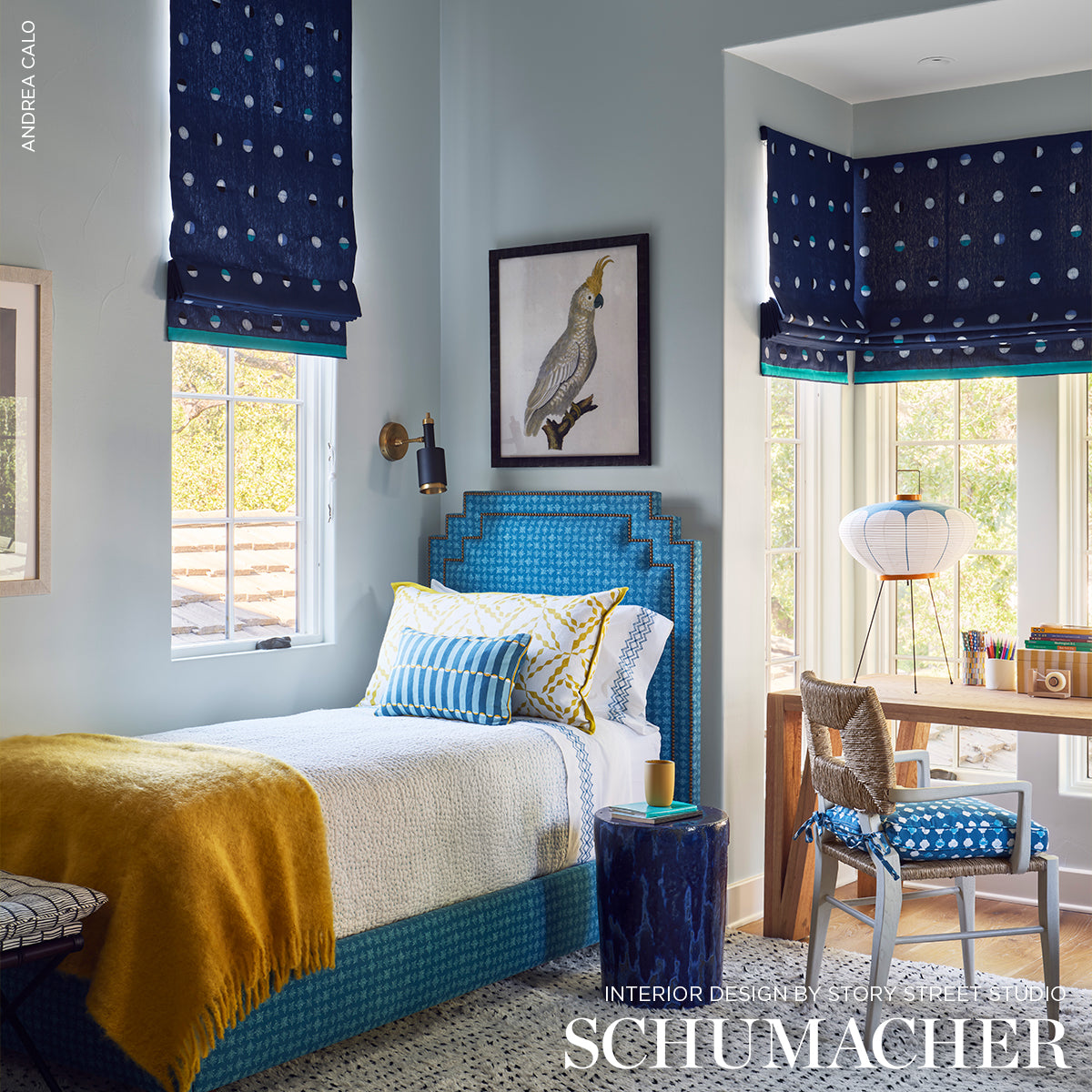 Schumacher 74050 JOSHUA TREE in INDIGO MOONS Fabric - CAROLI
