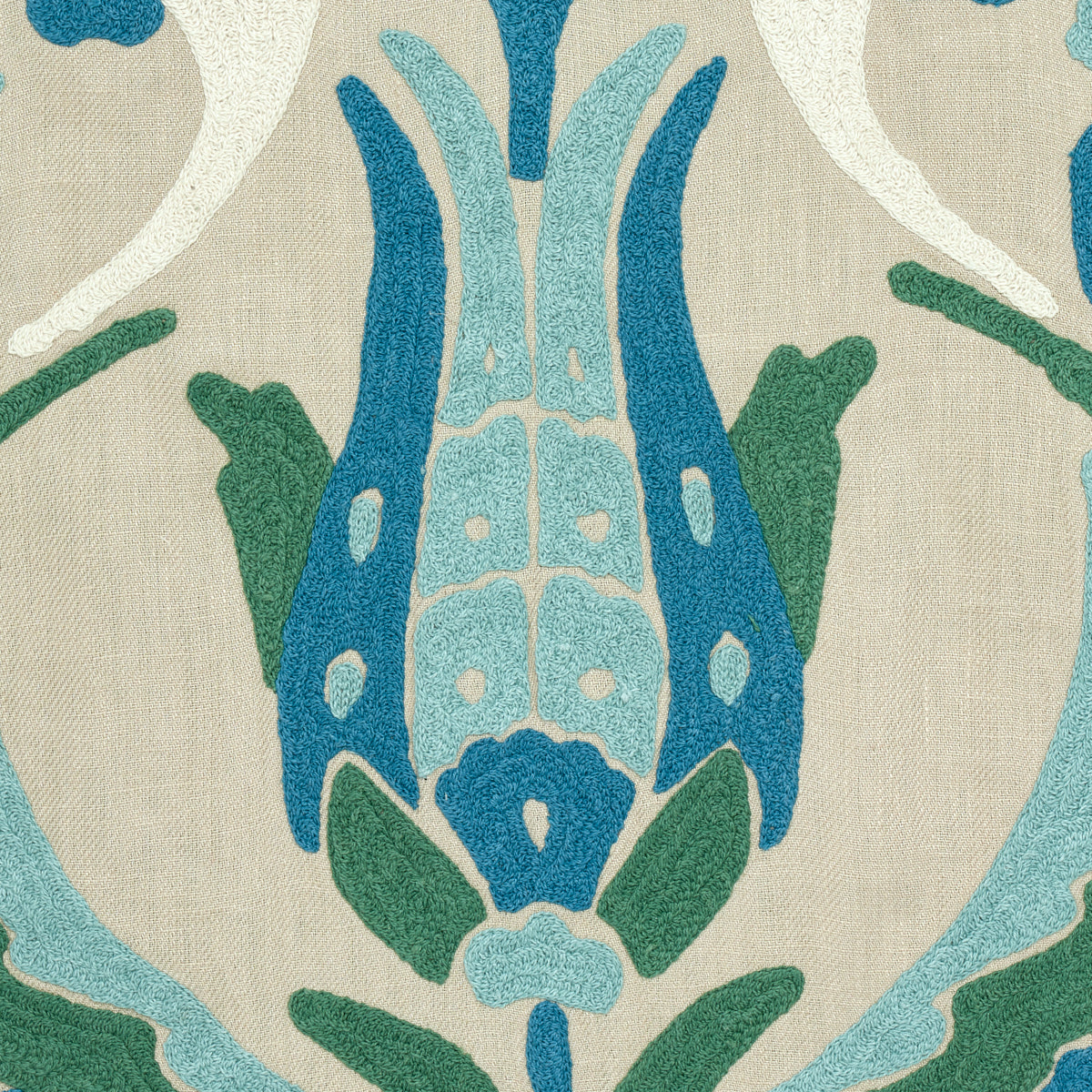 Schumacher 74141 ANAGADA EMBROIDERY in PEACOCK Fabric - PALA