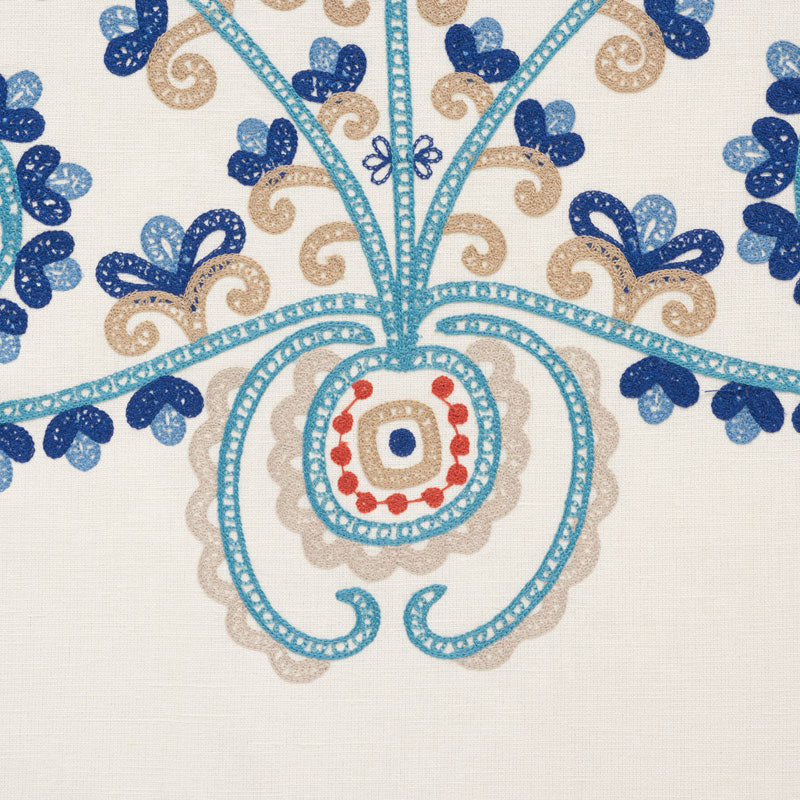Schumacher 74450 ESTRELLA EMBROIDERY in INDIGO SPICE Fabric