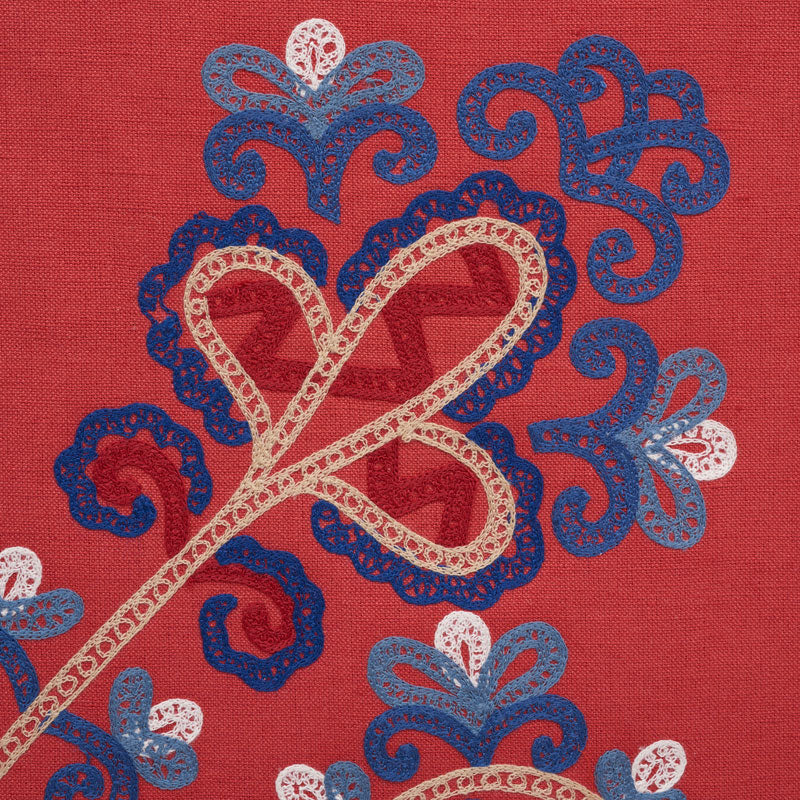 Schumacher 74451 ESTRELLA EMBROIDERY in VERMILION Fabric - P