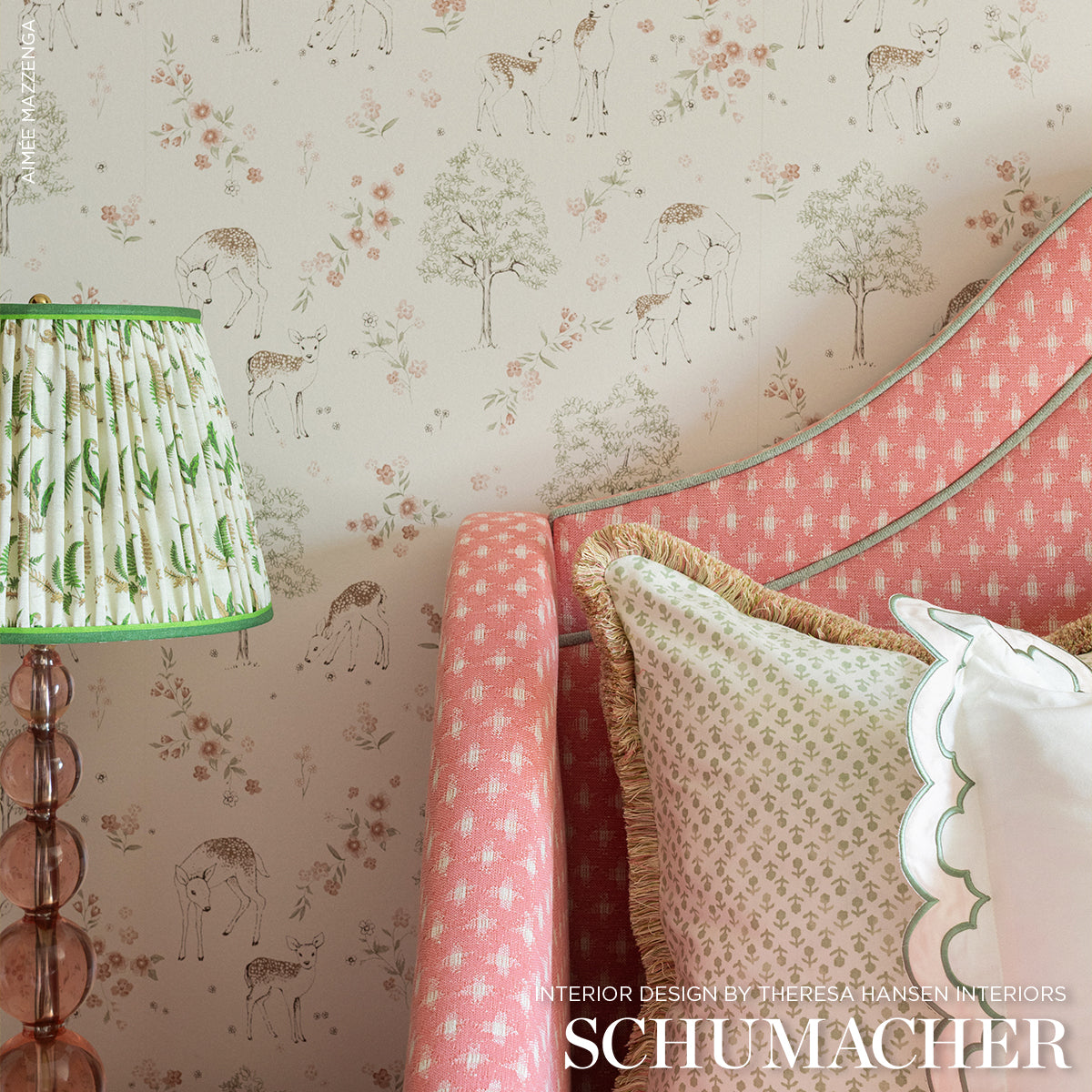 Schumacher 7473 DEER LOVE in BLUSH Wallpaper - BORÃ…STAPETER