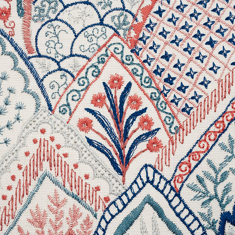 Schumacher 76310 ALBIZIA EMBROIDERY in DELFT & ROSE Fabric -