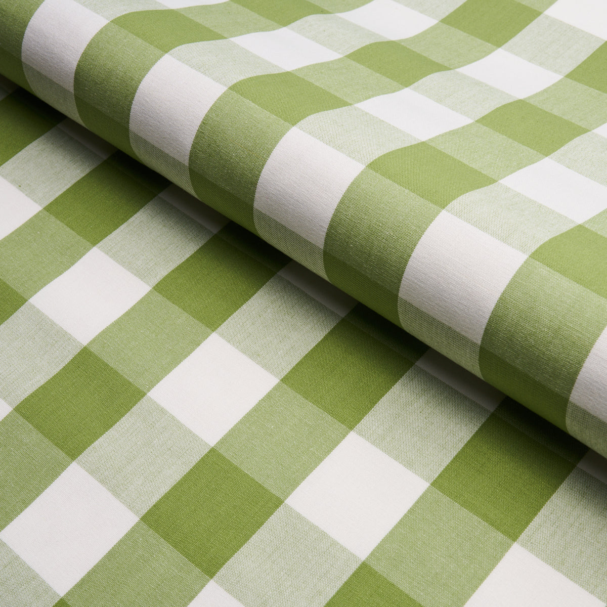 Schumacher 77322 CAMDEN COTTON CHECK in LEAF Fabric - NEW TR