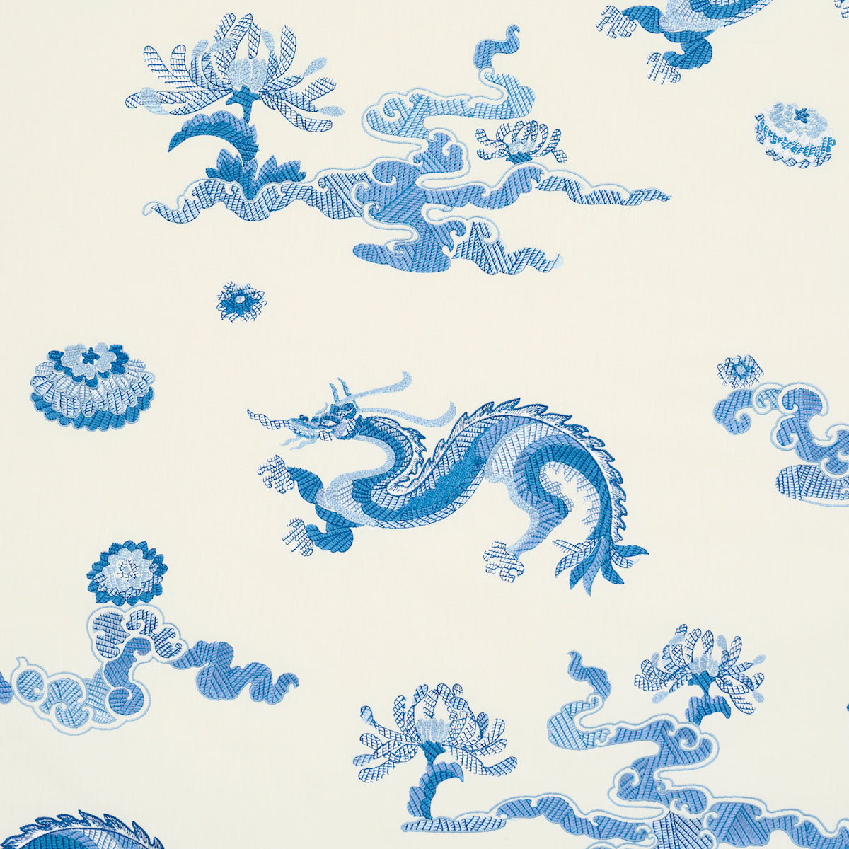 Schumacher Hanlun Dragon Embroidery Porcelain Fabric
