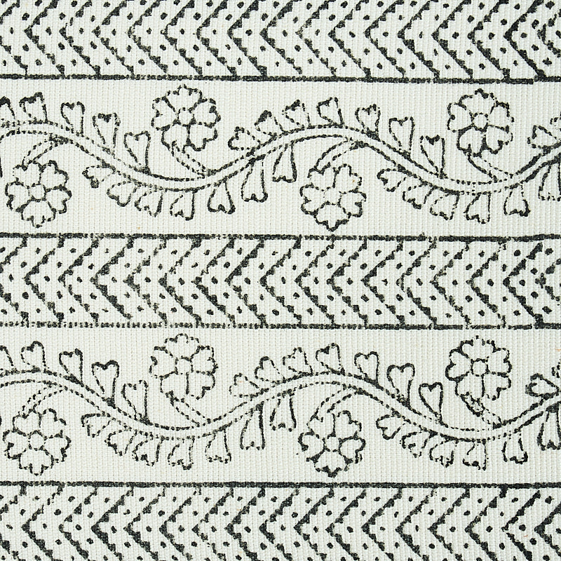 Schumacher 78440 ARBELA HAND BLOCKED TAPE in CHARCOAL Trim -