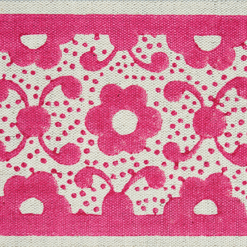 Schumacher 79122 BRINDA HAND BLOCKED TAPE in PINK Trim - JAC