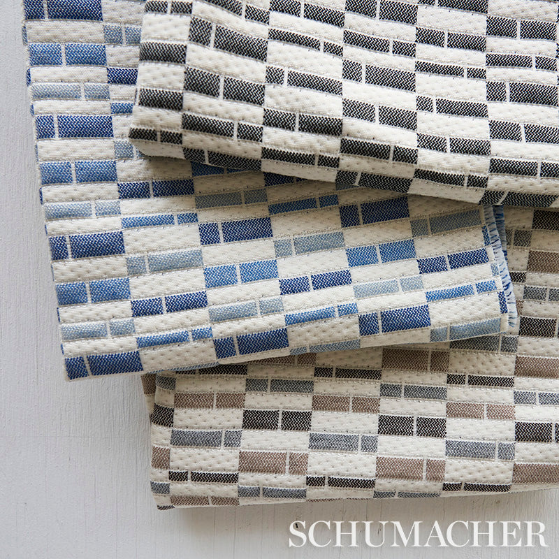 Schumacher Ashcroft Matelassé Indoor/Outdoor Blue Fabric