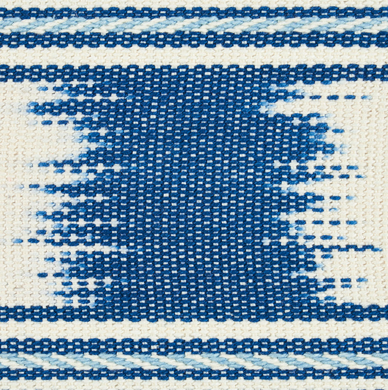 Schumacher 79300 BANYAN IKAT TAPE in BLUE Trim - HAPPY TOGET