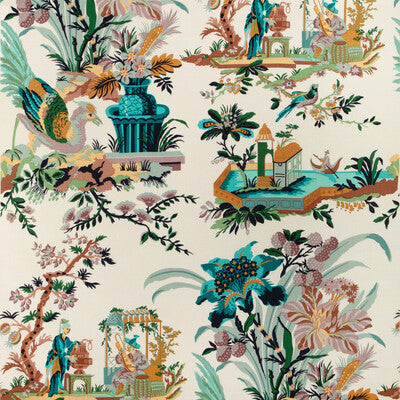 BRUNSCHWIG & FILS 8012136.513.0 LE LAC AQUA/GREEN Fabric - Eade's Wallpaper