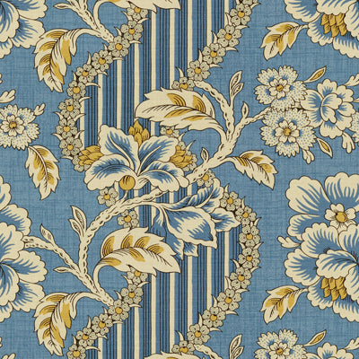 BRUNSCHWIG & FILS 8013129.54.0 BOIS DE ROSE BLUE/GOLD Fabric - Eade's Wallpaper