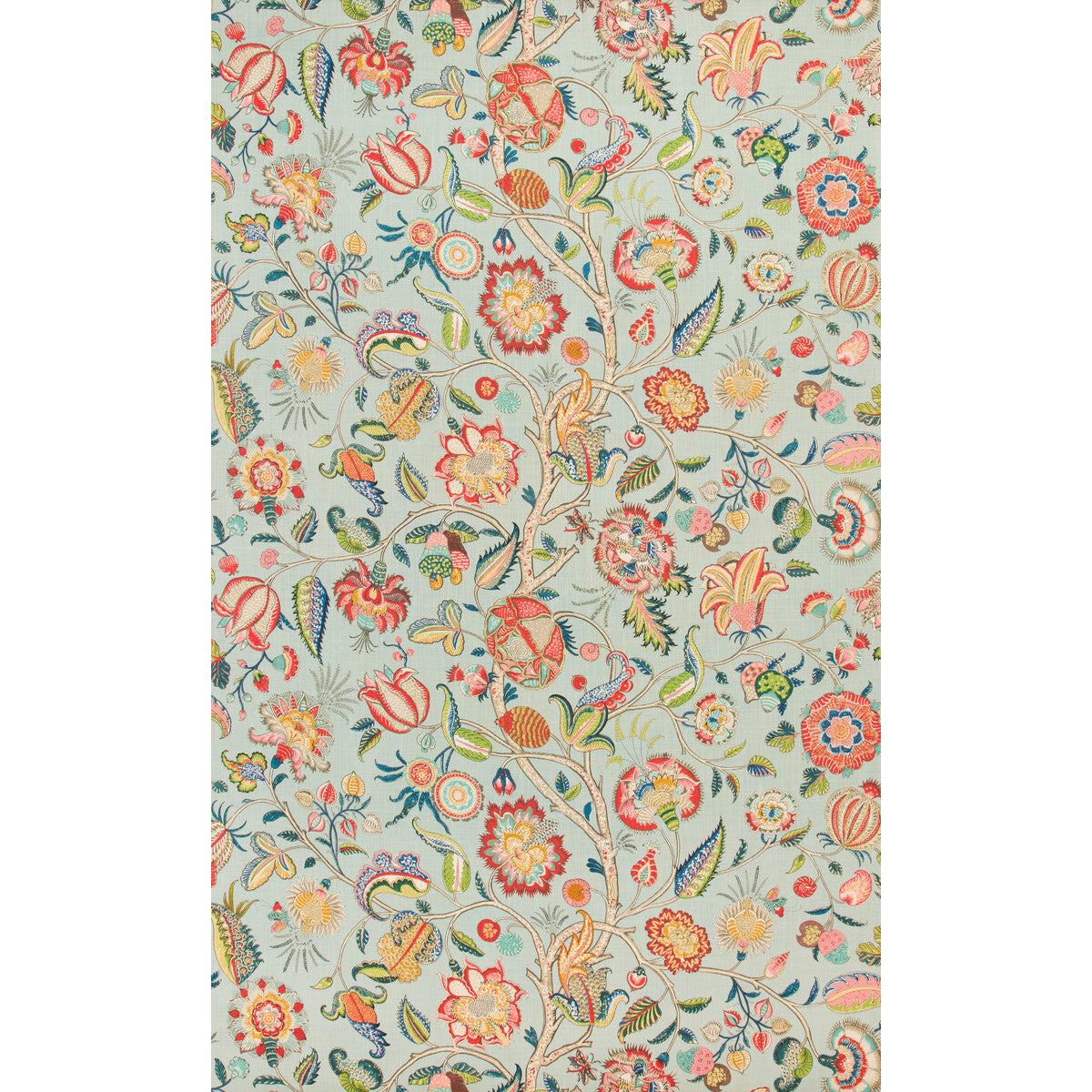 BRUNSCHWIG & FILS 8014106.57.0 ARAVALI AQUA/ROSE Fabric - Eade's Wallpaper