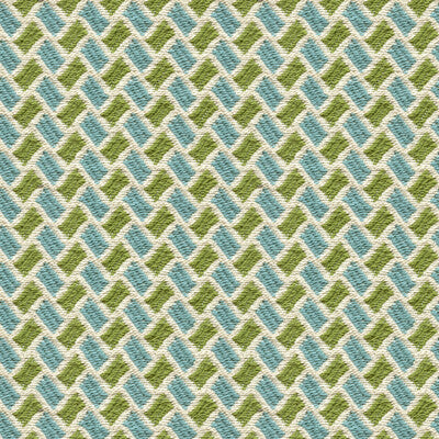 BRUNSCHWIG & FILS 8015112.513.0 NEW BRIQUETAGE AQUA/LIME Fabric - Eade's Wallpaper