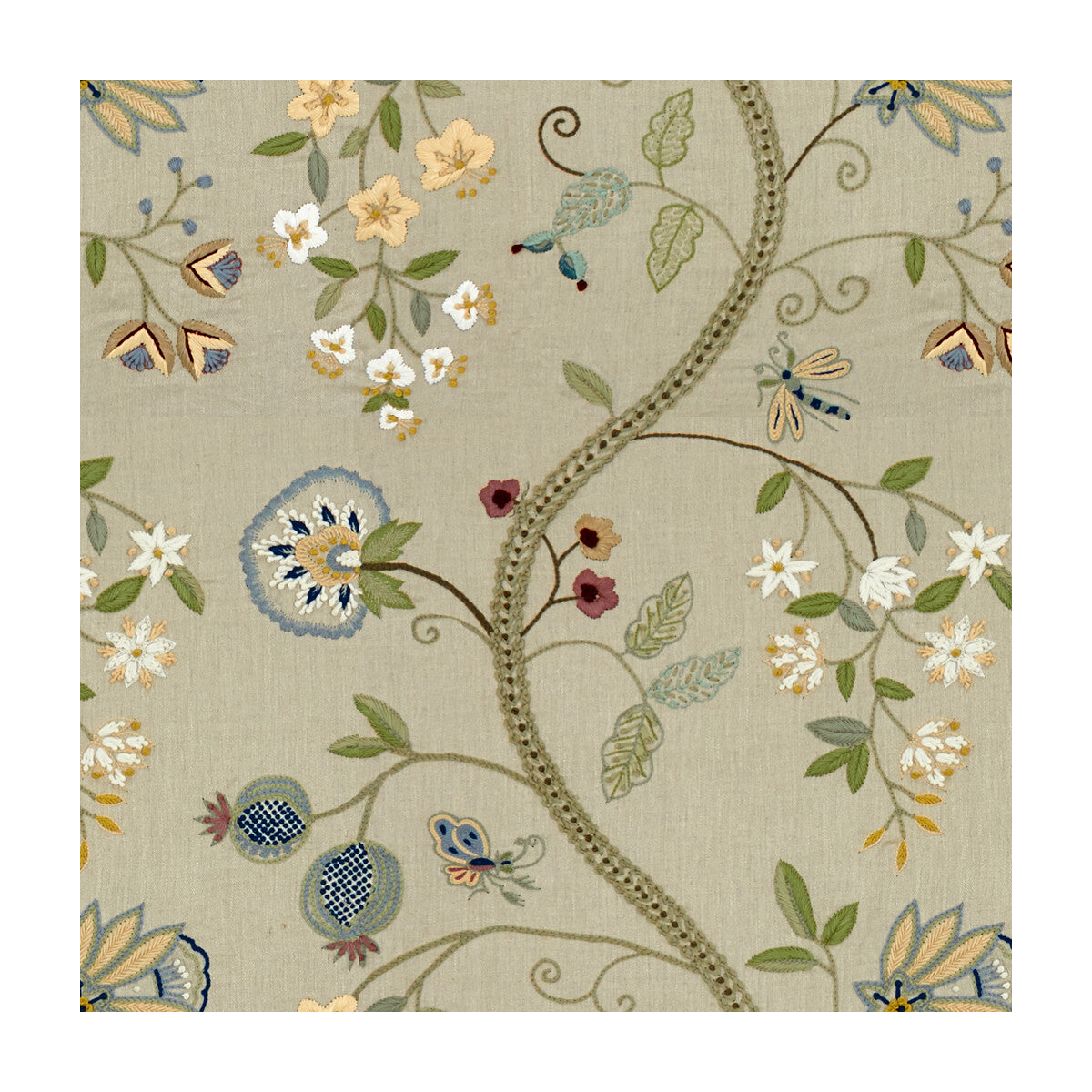 BRUNSCHWIG & FILS 8015120.1135.0 CLAUDIA AQUA/GRAY Fabric - Eade's Wallpaper