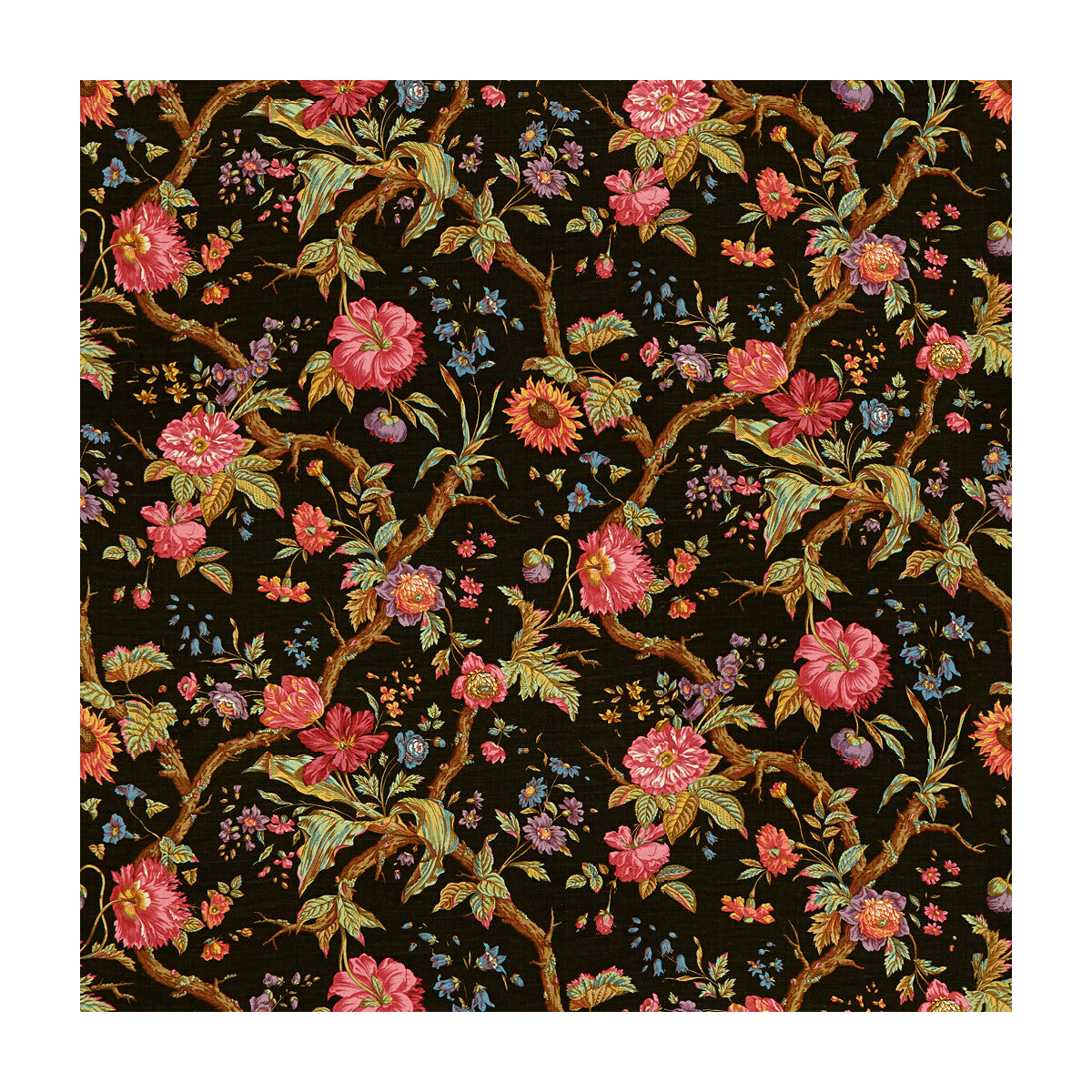 BRUNSCHWIG & FILS 8015129.68.0 ARBRE FLEURI CHOCOLAT Fabric - Eade's Wallpaper