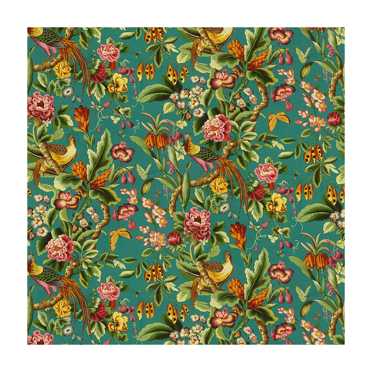 BRUNSCHWIG & FILS 8015130.5.0 PHEASANS BLUE Fabric - Eade's Wallpaper