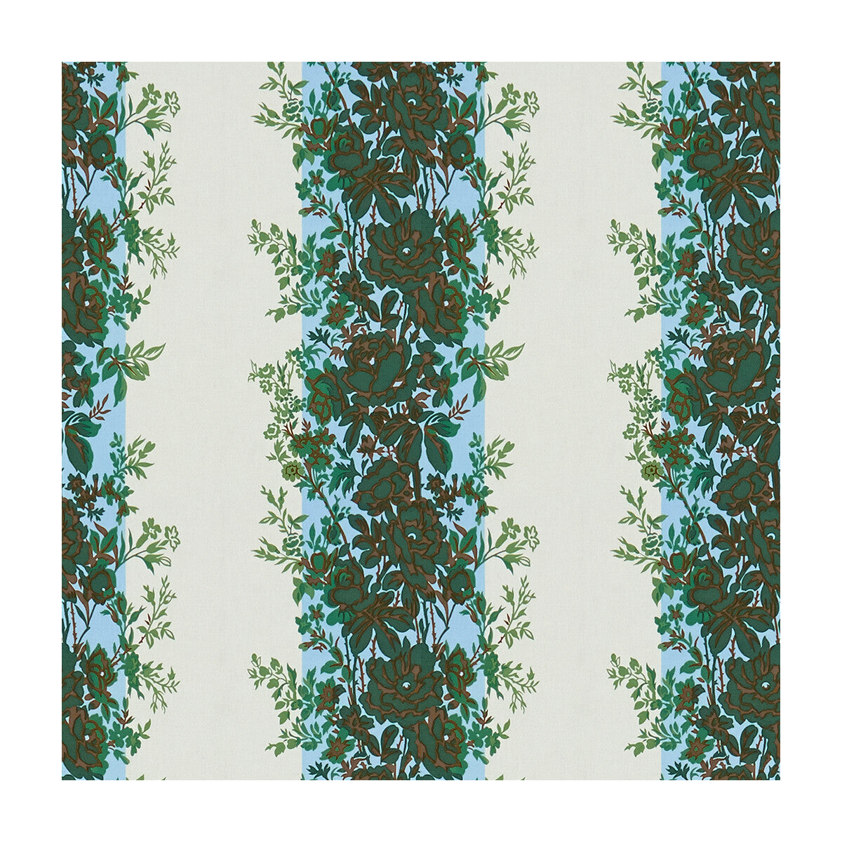BRUNSCHWIG & FILS 8015145.5.0 RAYURE FLEURIE BLUE/GREEN Fabric - Eade's Wallpaper