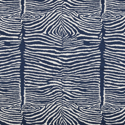 BRUNSCHWIG & FILS 8015172.50.0 LE ZEBRE EMB NAVY Fabric - Eade's Wallpaper