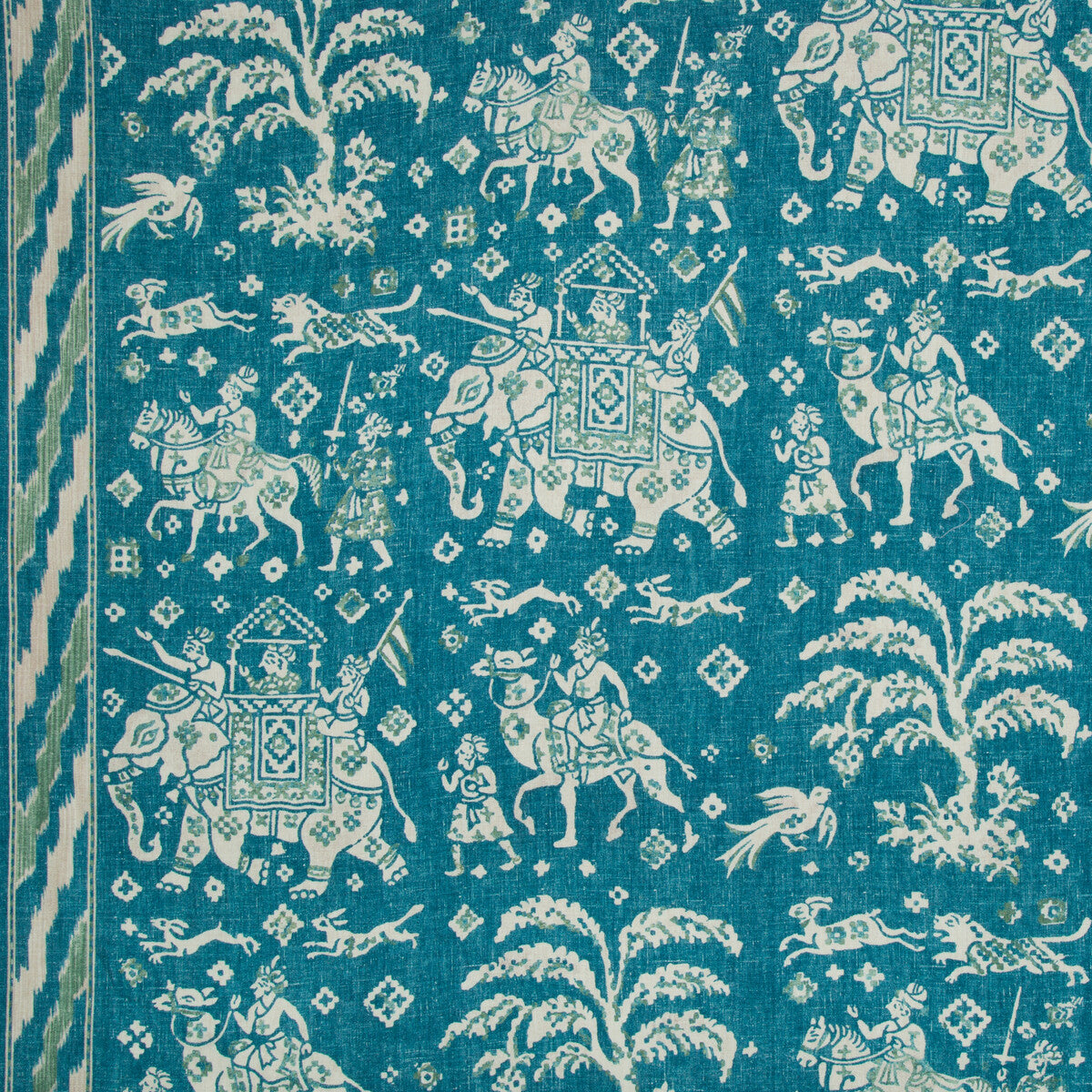 BRUNSCHWIG & FILS 8015175.133.0 ARALAM PRINT TEAL/GREEN Fabric - Eade's Wallpaper