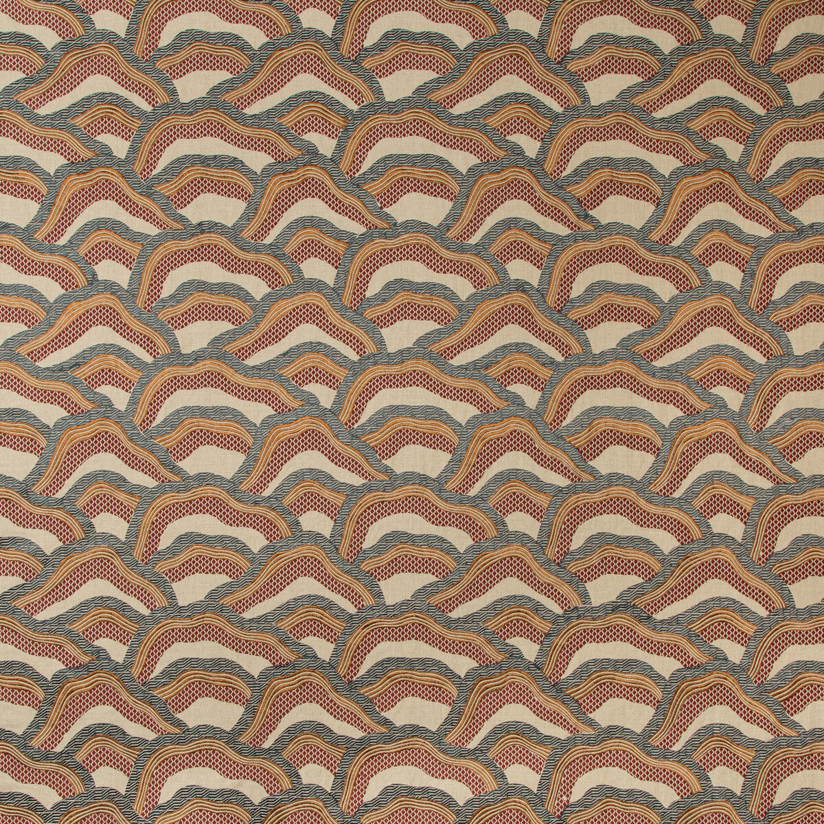 BRUNSCHWIG & FILS 8017127.2411.0 LES RIZIERES EMB RUST/GREY Fabric - Eade's Wallpaper