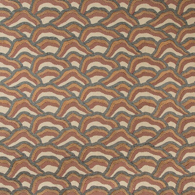 BRUNSCHWIG & FILS 8017127.2411.0 LES RIZIERES EMB RUST/GREY Fabric - Eade's Wallpaper