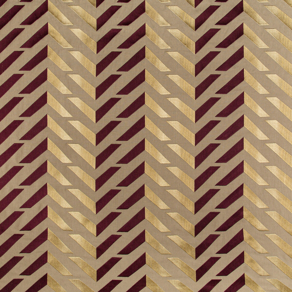 BRUNSCHWIG & FILS 8017128.9094.0 LES VAGUES EMB PLUM/GOLD Fabric - Eade's Wallpaper