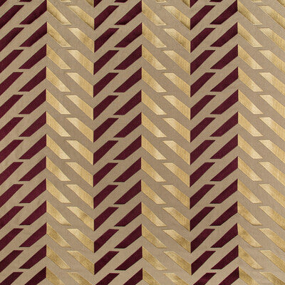 BRUNSCHWIG & FILS 8017128.9094.0 LES VAGUES EMB PLUM/GOLD Fabric - Eade's Wallpaper