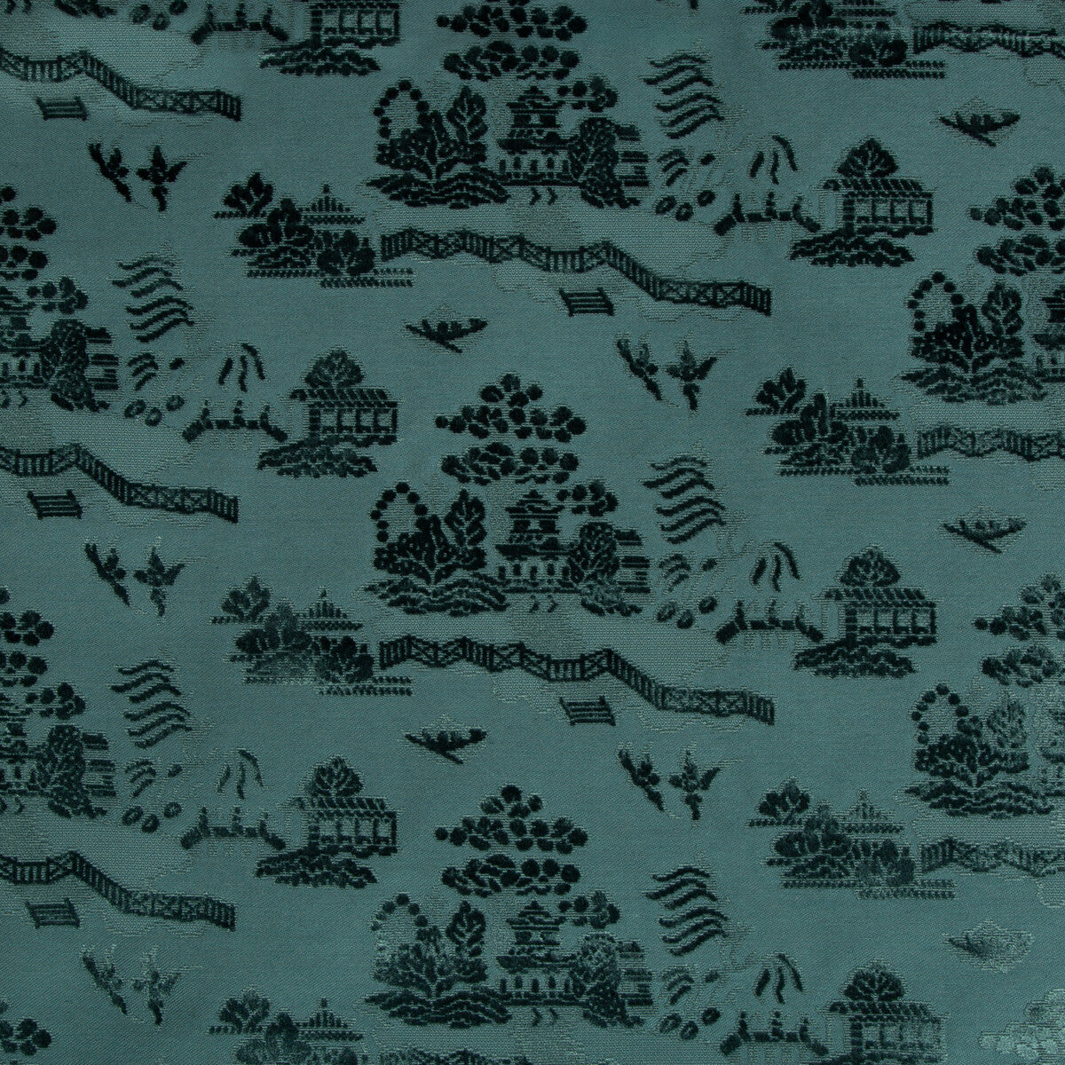 BRUNSCHWIG & FILS 8017129.35.0 LA PAGODE VELVET TEAL Fabric - Eade's Wallpaper