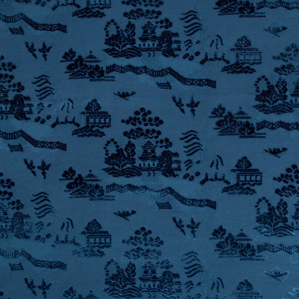 BRUNSCHWIG & FILS 8017129.50.0 LA PAGODE VELVET NAVY Fabric - Eade's Wallpaper