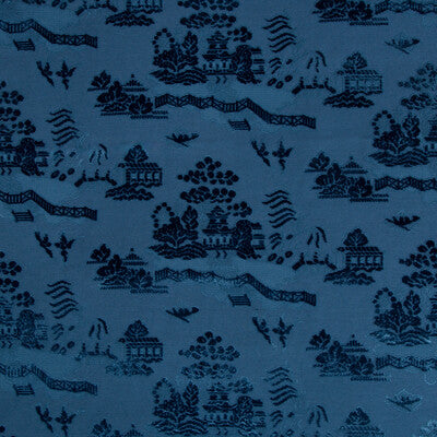 BRUNSCHWIG & FILS 8017129.50.0 LA PAGODE VELVET NAVY Fabric - Eade's Wallpaper