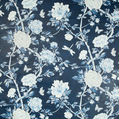 BRUNSCHWIG & FILS 8017135.5.0 LES PIVOINES PRINT BLUE Fabric - Eade's Wallpaper