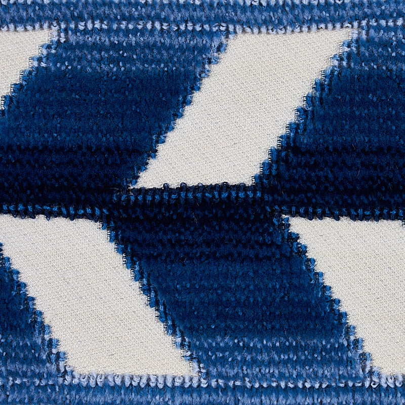 Schumacher 80180 CHEVRON STRIE VELVET TAPE in LAPIS Trim - C