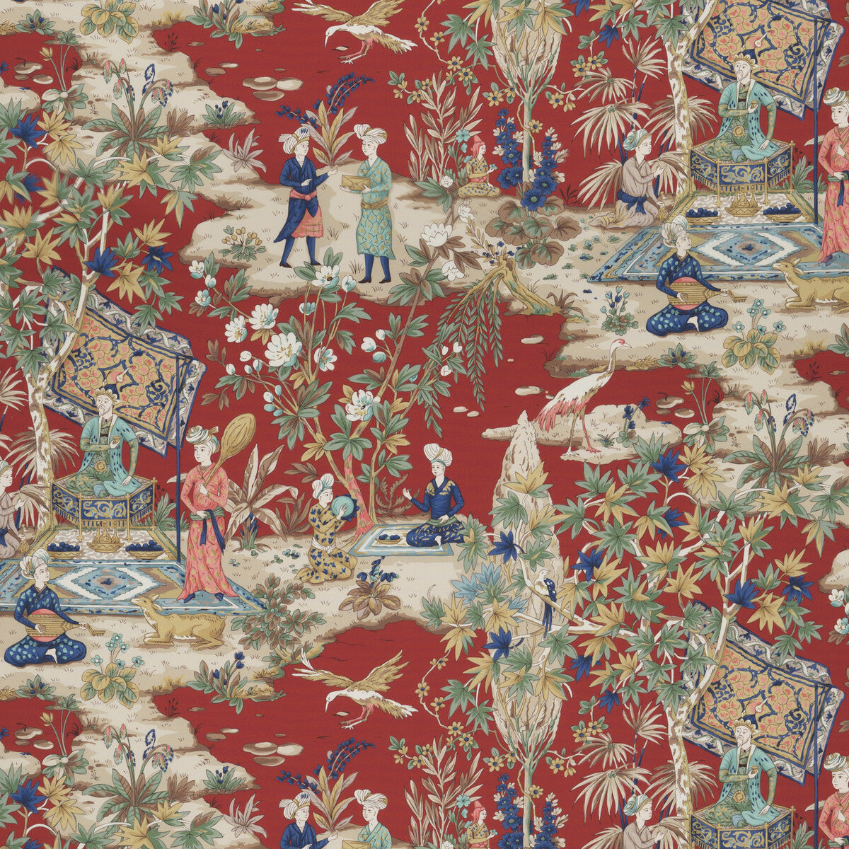 BRUNSCHWIG & FILS 8018119.19.0 LODI GARDEN PRINT RED Fabric - Eade's Wallpaper
