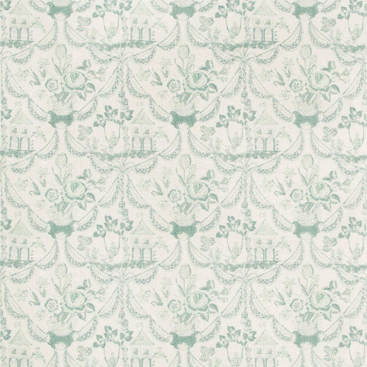 BRUNSCHWIG & FILS 8019100.13.0 BIRD & SWING HB AQUA Fabric - Eade's Wallpaper