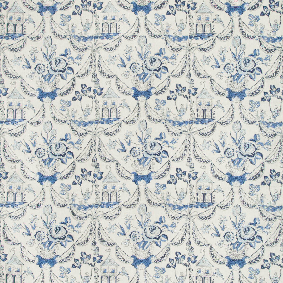BRUNSCHWIG & FILS 8019100.5.0 BIRD & SWING HB BLUE Fabric - Eade's Wallpaper