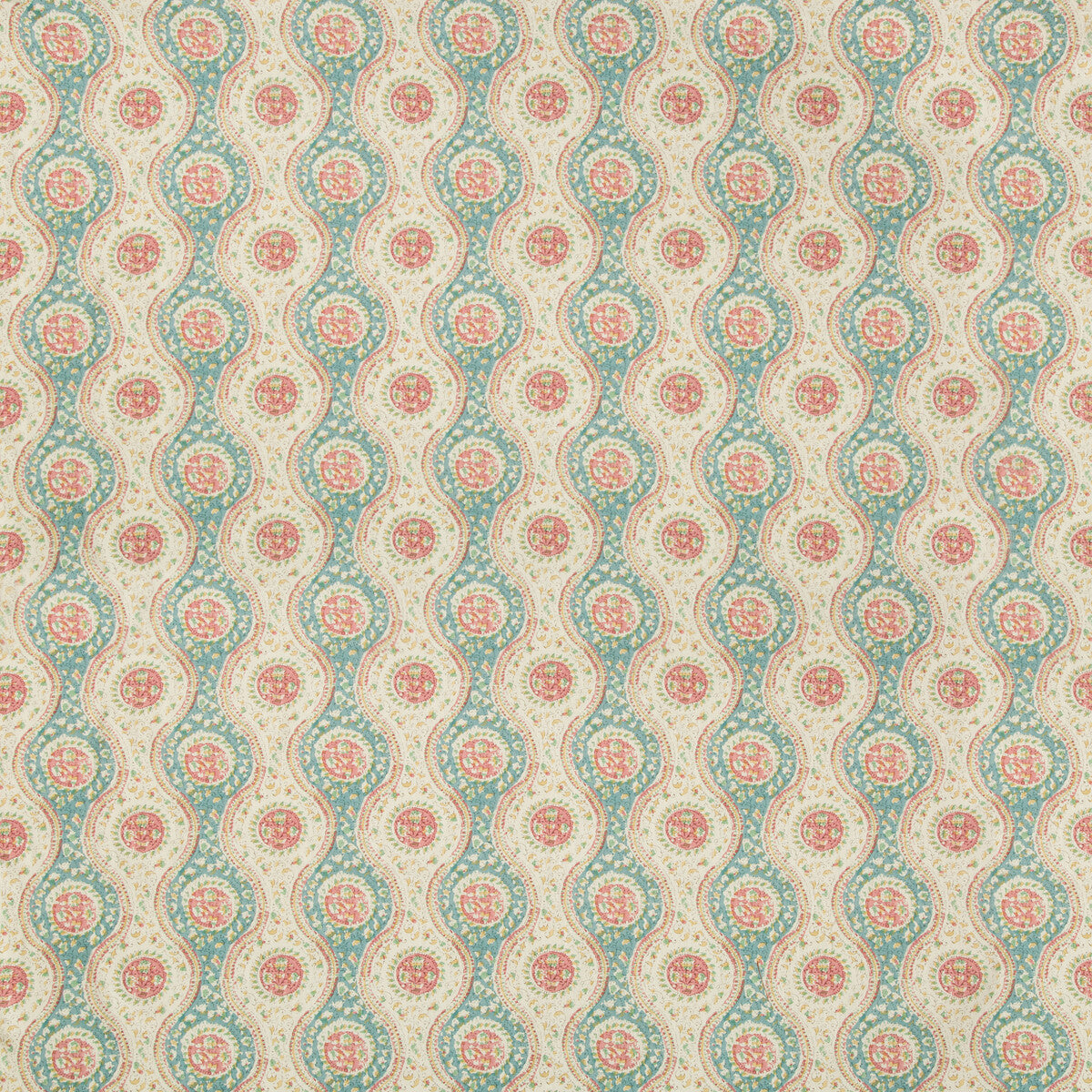 BRUNSCHWIG & FILS 8019129.137.0 NADARI PRINT TEAL/ROSE Fabric - Eade's Wallpaper