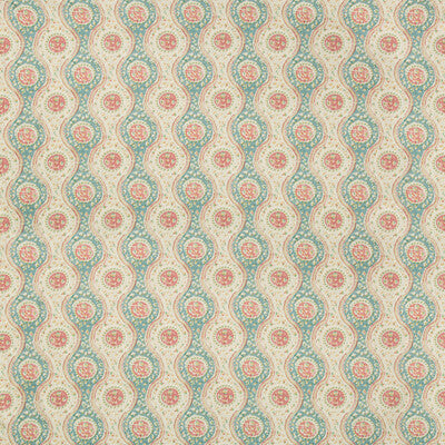 BRUNSCHWIG & FILS 8019129.137.0 NADARI PRINT TEAL/ROSE Fabric - Eade's Wallpaper