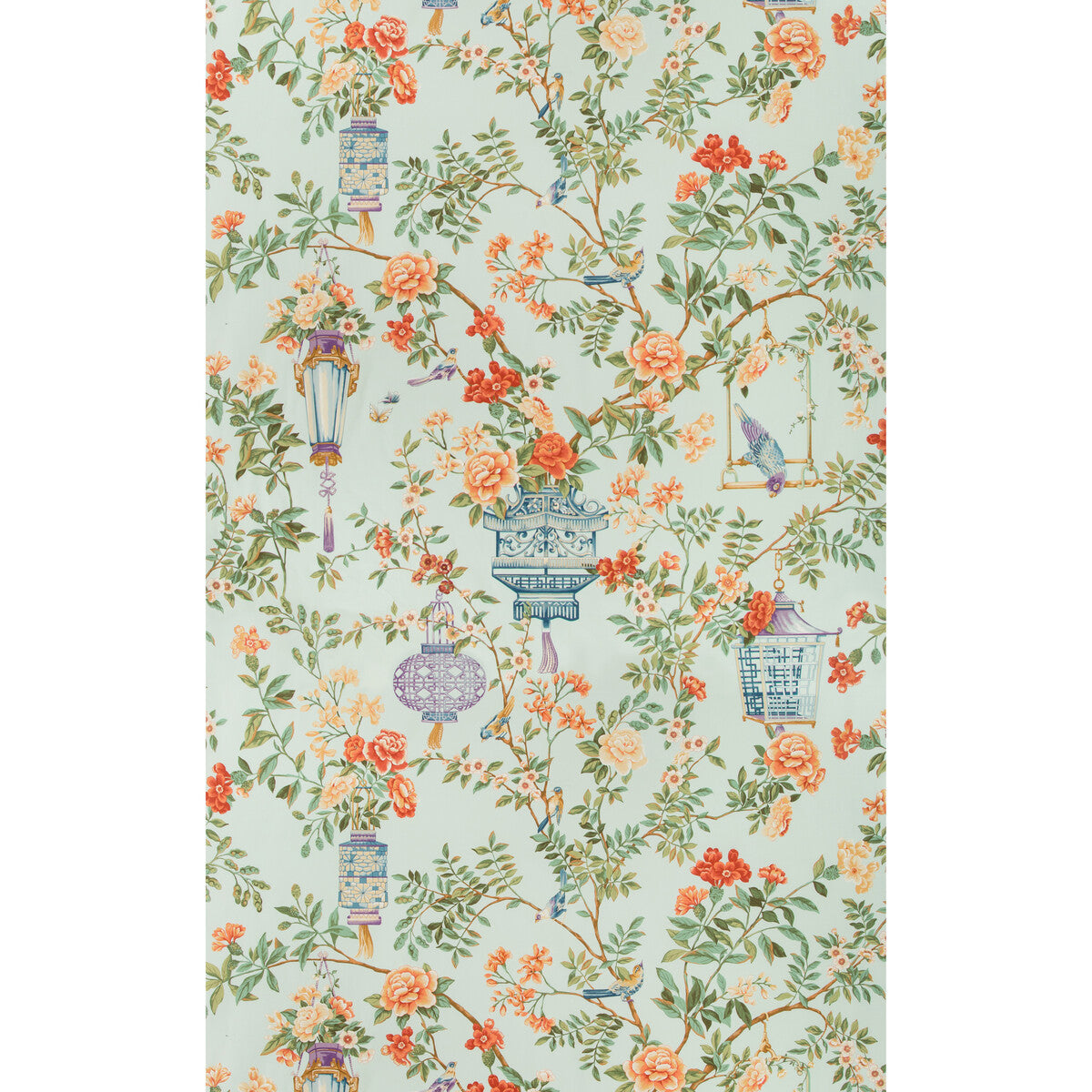 BRUNSCHWIG & FILS 8019137.157.0 JARDIN FLEURI PRINT OPAL Fabric - Eade's Wallpaper