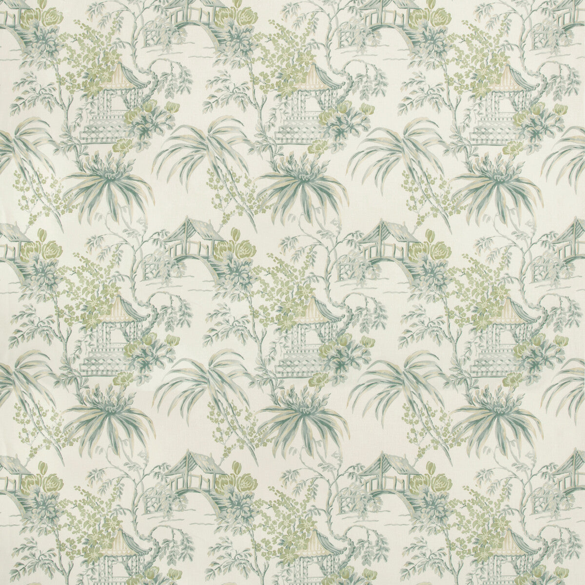 BRUNSCHWIG & FILS 8019138.133.0 TONGLI PRINT LAGOON Fabric - Eade's Wallpaper