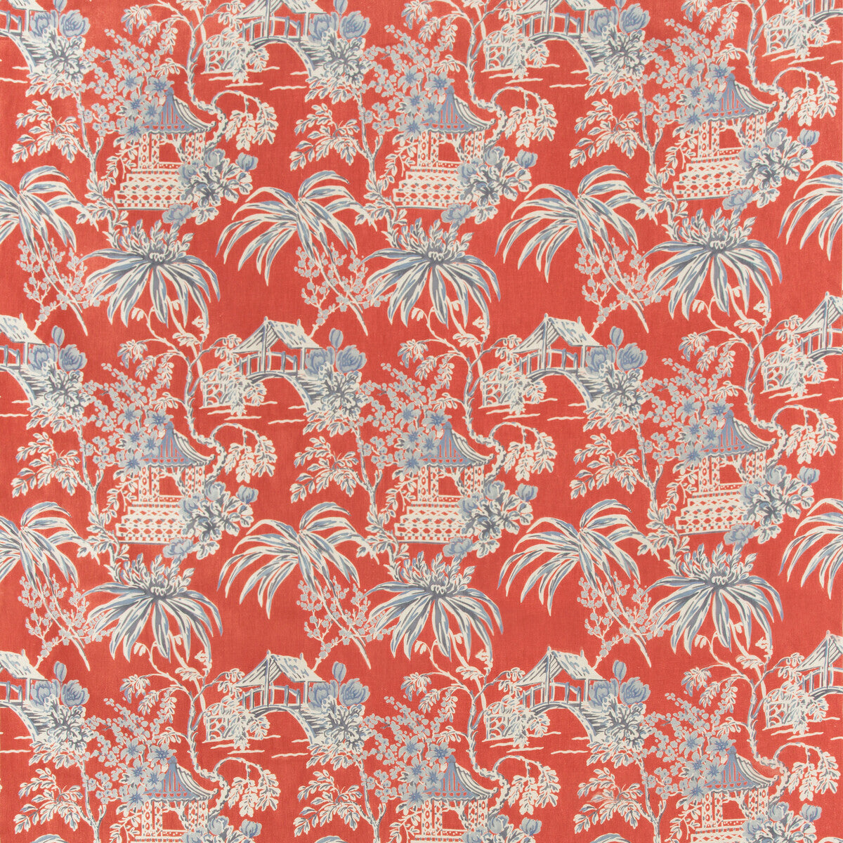 BRUNSCHWIG & FILS 8019138.195.0 TONGLI PRINT RED Fabric - Eade's Wallpaper