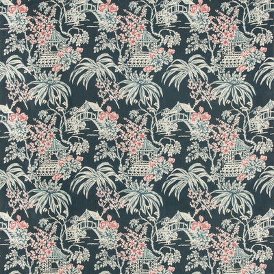 BRUNSCHWIG & FILS 8019138.557.0 TONGLI PRINT MIDNIGHT Fabric - Eade's Wallpaper