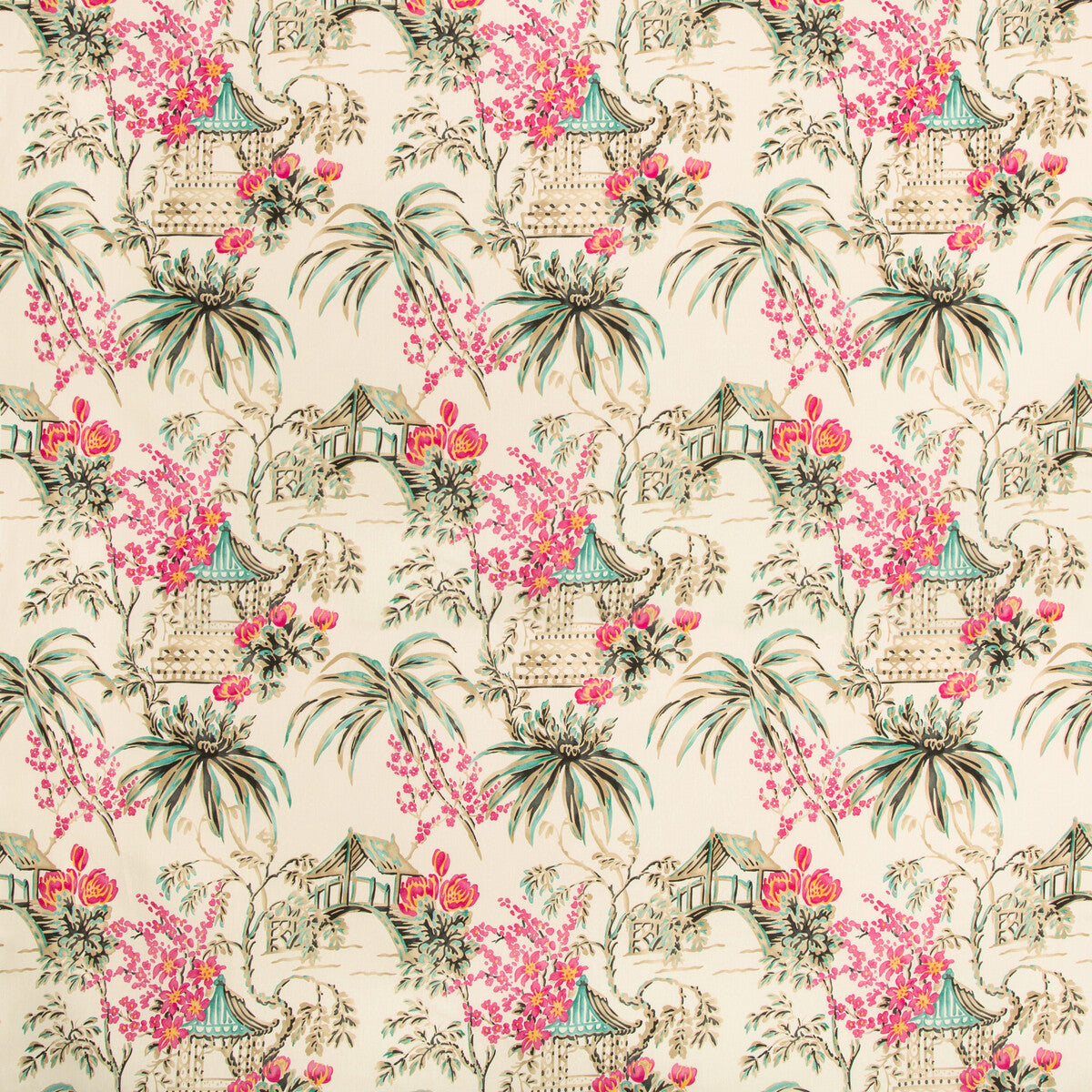 BRUNSCHWIG & FILS 8019138.713.0 TONGLI PRINT PEONY Fabric - Eade's Wallpaper