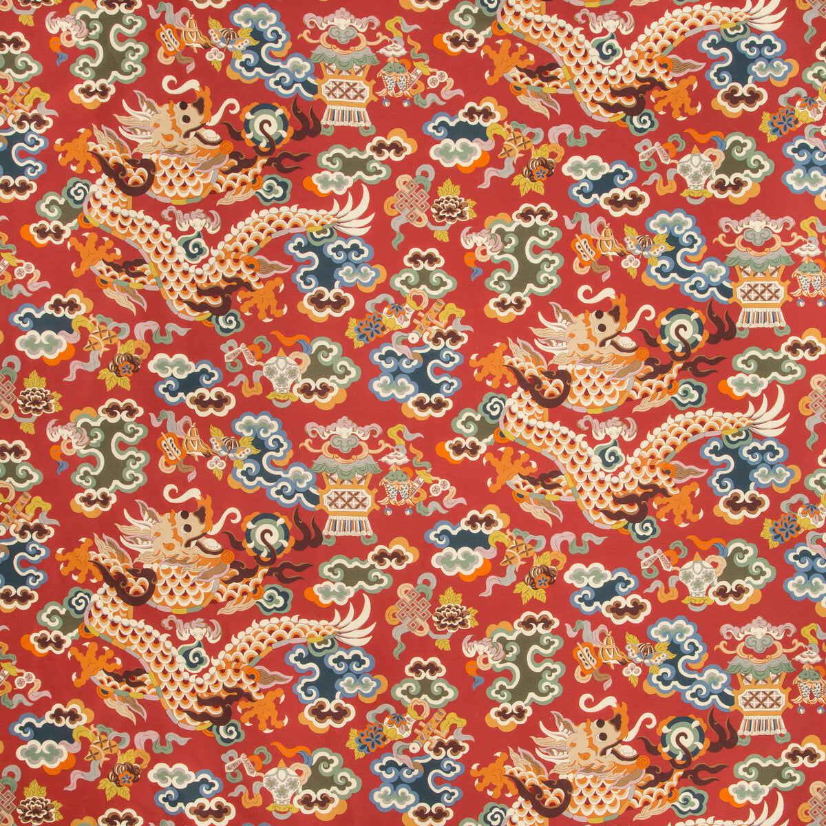 BRUNSCHWIG & FILS 8019140.195.0 MING DRAGON PRINT CLARET Fabric - Eade's Wallpaper
