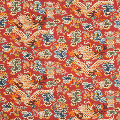 BRUNSCHWIG & FILS 8019140.195.0 MING DRAGON PRINT CLARET Fabric - Eade's Wallpaper