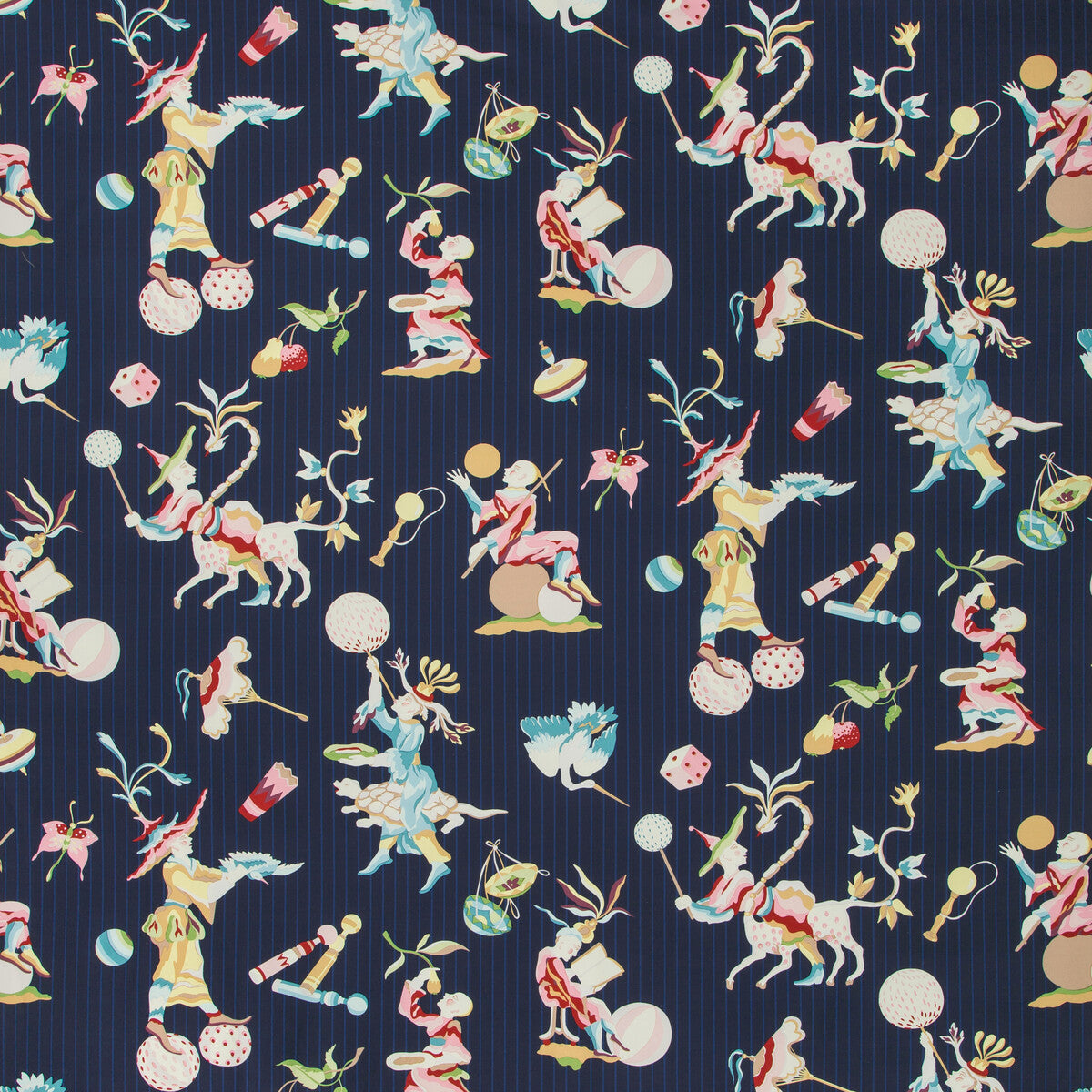 BRUNSCHWIG & FILS 8019141.55.0 CIRQUE CHINOIS PRINT NAVY Fabric - Eade's Wallpaper