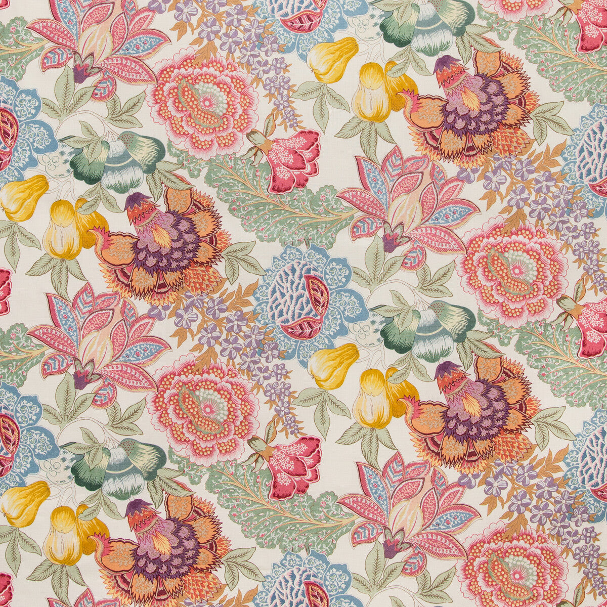BRUNSCHWIG & FILS 8020101.734.0 KARABALI PRINT SPRING Fabric - Eade's Wallpaper