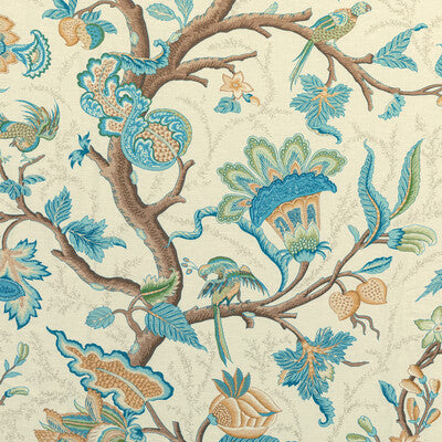BRUNSCHWIG & FILS 8020121.113.0 LOUVERNE PRINT AQUA Fabric - Eade's Wallpaper