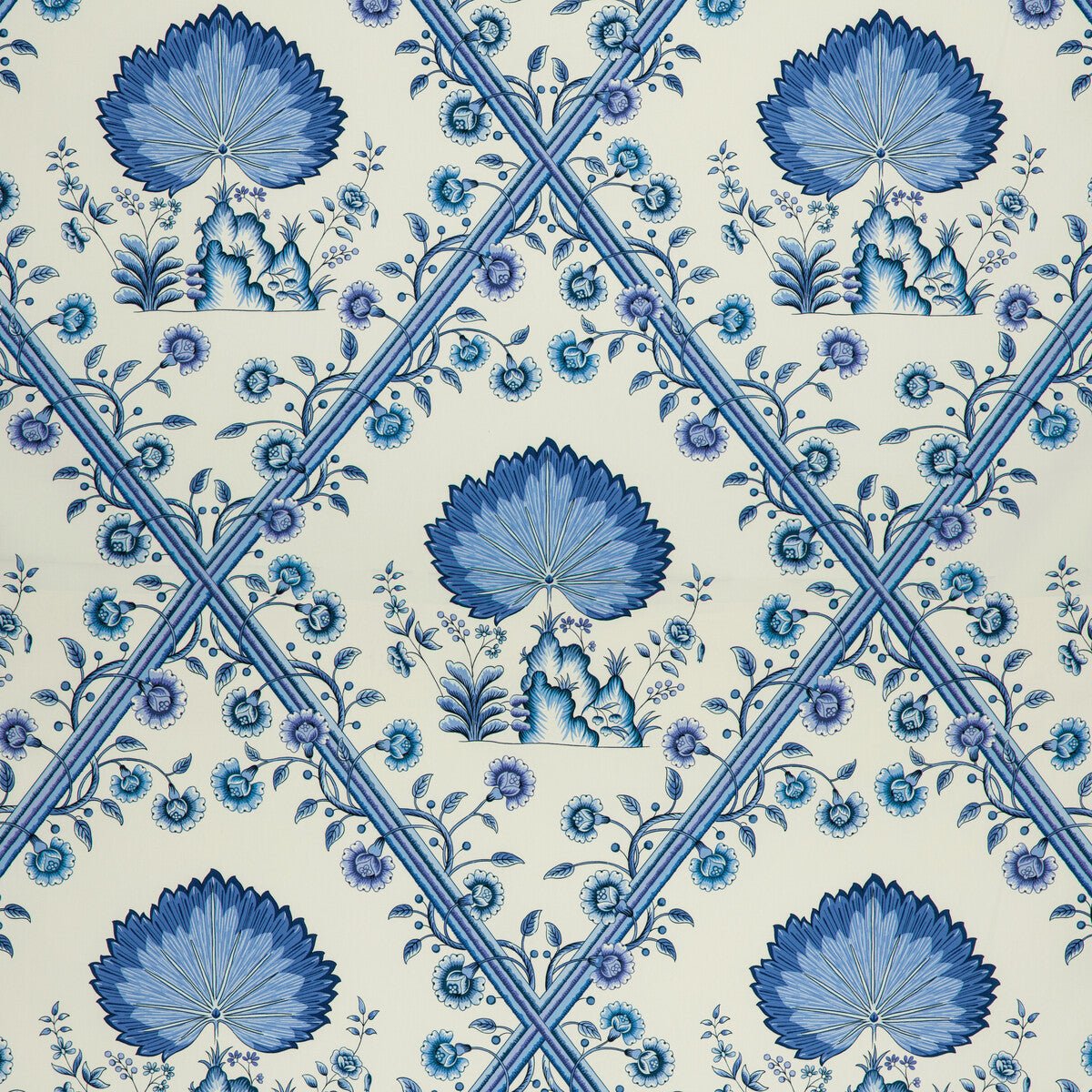 BRUNSCHWIG & FILS 8020123.5.0 LOIRE PRINT BLUE Fabric - Eade's Wallpaper