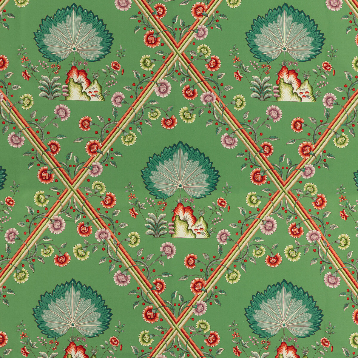 BRUNSCHWIG & FILS 8020123.53.0 LOIRE PRINT EMERALD Fabric - Eade's Wallpaper