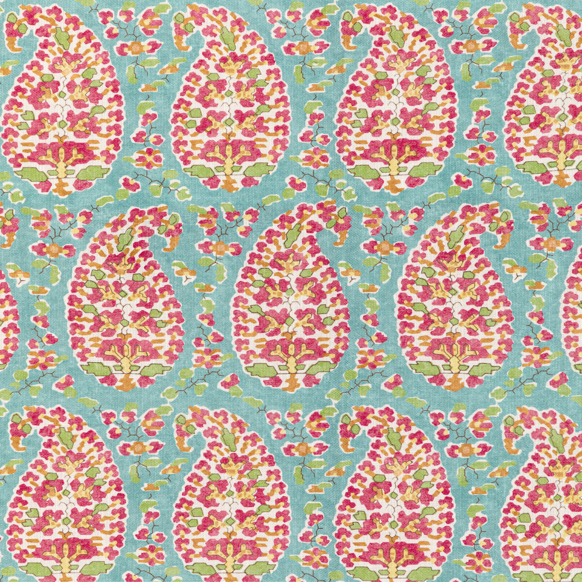 BRUNSCHWIG & FILS 8020130.137.0 ROUGIER PRINT AQUA Fabric - Eade's Wallpaper